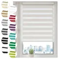 Produktbild: Doppelrollo Klemmfix ohne Bohren 40cm x 150cm Weiß Duo Rollo Klemmrollo Sonnenschutzrollo Fensterrollo für Fenster & Türen Zebrarollo Seitenzugrollo
