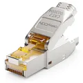 Produktbild: deleyCON 1x CAT 7 Netzwerkstecker Stecker RJ45 Werkzeuglos Geschirmt 10 Gbit/s 600 MHz Netzwerk Stecker für Starre Verlegekabel Rohkabel Steckverbinder RJ45 Ethernet LAN DSL Patchkabel