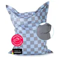 Produktbild: Lumaland Sitzsack XXL-Sitzsack Karo 380L grau/blau, mit EPS-Perlen - out- & indoor - wasserfest