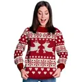 Produktbild: United Labels® Weihnachtspullover Winterpullover Rentiere Strick Pullover Ugly Sweater rot XL