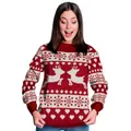 Produktbild: United Labels Weihnachtspullover Rentiere, Ugly Sweater für Damen, Rentierdesign in Rot und Weiß, Sweatshirt in XL, 100% Polyacryl