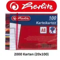 Produktbild: 2000 Karteikarten DIN A8 weiß, beidseitig liniert, Karteikarte für Karteikästen