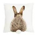 Produktbild: FRANK FLECHTWAREN Kissenhülle Meister Lampe 45x45 cm Dekokissenbezug Hasen Motiv Polyester Weiß Braun Bommel Detail Reißverschluss Waschbar