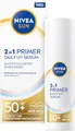 Produktbild: NIVEA SUN 2in1 Primer Daily UV Serum LSF 50+, parfümfreie Sonnencreme für glattere Gesichtshaut mit Hyaluron und Antioxidans, schnell einziehende Gesichtspflege mit LSF (30 ml)