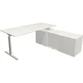 Produktbild: Kerkmann Schreibtisch Form 2 180x80x74 cm m. Sideboard 160x50x58 cmT-Fuß Alusilber  weiss - Weiß