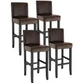 Produktbild: Tectake Barhocker  Gepolstert Mit Rückenlehne Bezug Aus Kunstleder 4Er Set 41 x 40 x 107 cm Braun