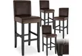 Produktbild: tectake Barhocker Bistrostuhl, Sitzhöhe gepolstert mit Rückenlehne, 76 cm (Barstuhl, in braun), Bezug aus Kunstleder, Stuhlbeine aus Massivholz, mit Fußstützen