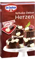 Produktbild: Dr. Oetker Schoko Dekor Herzen, 47 g, essbare Tortendekoration, zum Verzieren von Kuchen & Desserts, aus weißer und Zartbitter-Schokolade in Herzform