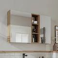 Produktbild: Roomart LOTUS-II-95 Badmöbel Spiegelschrank 95 cm breit, Weiß-Eiche
