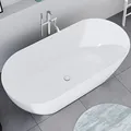 Produktbild: DURAVIT Freistehende Badewanne aus Acryl Standbadewanne DuraMuna in Weiß glänzend 170x80 cm Füllmenge: 292 l Acrylwanne inkl. Zubehör Wanne für 2 Personen Optimale Wärme Isolierung