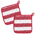 Produktbild: KRACHT 2er Set Topflappen wattiert Serie Blockstreifen ca.22x22 cm Cotton rot