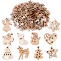 Produktbild: 200 STK Kleine Anhänger Holz Deko für Weihnachten Geschenke DIY Handwerk Bast...