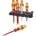 Produktbild: Wera Schraubendrehersatz VDE, 7-teilig, 160i/7 Serie Kraftform Plus 100 VDE (4 Schlitz- + 2 Kreuzschlitz-Schraubendreher) plus Spannungsprüfer einpolig Typ 247 (006147)