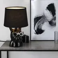 Produktbild: Tischleuchte Lampe Schlafzimmerleuchte Hund Leselampe Keramik Stoff schwarz E14