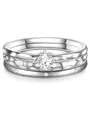 Produktbild: GLANZSTÜCKE MÜNCHEN Damen Ringe (3er Set) 925/- Sterling Silber Zirkonia weiß - Stapelringe Steckringe Bandringe gemustert