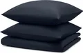 Produktbild: Blumtal Bettwäsche 155x220cm + 2x Kissenbezug 40x80cm - Mikrofaser Bed Sheets 155x220cm - 3-er Set Bettwäsche Dunkelblau