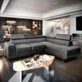Produktbild: Masseno Ecksofa NOLA R-S mit Schlaffunktion L-Form, Sofa mit Bettkasten, Wohnzimmersofa, Couch, Soffa, Bettsofa, Couchgarnitur- Grau, MONOLITH 85