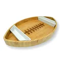 Produktbild: 40YARDS American Football Bambus Teller mit 2X Keramik Dipschalen - XXL Holz Schale/Schüssel (40 x 24 cm) für Chips, Rohkost, Nachos & Snacks