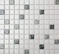 Produktbild: Keramik Mosaik weiß schwarz grau struktur Mosaikfliese Bad MOS18-0307