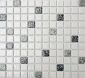 Produktbild: Keramik Mosaik weiß schwarz grau struktur Mosaikfliese Bad MOS18-0307
