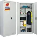 Produktbild: PROREGAL Flügeltürenschrank ELEPHANT Mit 2 Türen Abschließbar HxBxT 180x80x40cm 6 Fächern & Kleiderstange Stahl Pulverbeschichtet Lichtgrau Spind