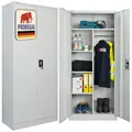 Produktbild: PROREGAL Flügeltürenschrank Elephant Metall Spind Schrank abschließbar 2 Türen 180x80x40cm Stahl 6 Fächern & Kleiderstange Stahlschrank Pulverbeschichtung Lichtgrau Garderobenschrank Aktenschrank