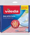 Produktbild: Spültuch vileda®, 1-lagig, mit 30 % Microfaser, L 340 x B 340 mm, Polyester/Viskose, rot-weiß, 6 Stück 669290