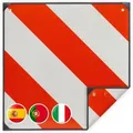 Produktbild: Warntafel, 3in1 Warnschild Italien, Spanien, Portugal, 50x50 Cm, Reflektierend, Für Fahrradträger, Rot/weiß - Relaxdays