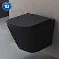 Produktbild: Spülrandlos Toilette spülrandloses Wand-WC Hänge-WC Softclose WC-Sitz Schwarz