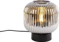 Produktbild: QAZQA - Art Deco Art Deco Tischlampe schwarz mit Rauchglas - Karel I Wohnzimmer I Schlafzimmer - Rund - LED geeignet E27