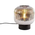 Produktbild: QAZQA Art Deco Tischlampe Schwarz mit Rauchglas Karel