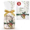 Produktbild: Lomatek Stollenbeutel 10 Stück – 20x7x56 cm – PP Gebäcktüten & Stollentüten mit Glockenmotiv – lebensmittelechte Weihnachtsbeutel für Stollen, Gebäck & Kekse