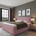 Produktbild: Polsterbett Gent Rose 140 x 200 x 32 cm Stauraum Ohne Matratze und Lattenrost - Rosa