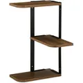 Produktbild: Relaxdays Eckregal, 3 Zickzack Ablagen, HBT: 42,5x26,5x26,5 cm, Wandregal Wohnzimmer, Küche, MDF, Metall, braun/schwarz