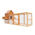 Produktbild: Wiltec Hühnerstall 3100 x 1500 x 1500 mm braun mit Freilauf und Nistkästen aus Holz, Hühnerhaus mit Unterschlupf, Gitter und Kotwanne verzinkt