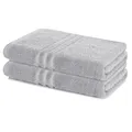 Produktbild: Lavea® 2er Set Duschtuch 70x140 cm, Frottierserie Elena - Premium Dusch-Handtuch Set/Badetücher Set - weich & saugfähig 100% Baumwolle - Silber