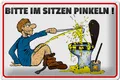 Produktbild: Femer GmbH Metallschild Hinweis 30x20cm Bitte Sitzen pinkeln Mann auf Boden, (1 St), gewölbte Oberfläche, abgerundete Ecken, umgeschlagene Kanten