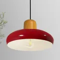 Produktbild: bamyum Androa Hängelampe Esstisch Rot Weiß Metall Ø40cm 1 flamming, Deckenlampe Rot, Pendelleuchte Esstisch Holz Vintage, Deckenleuchte Küchenlampe Hängend Vintage Lampenschirm Hängelampe Wohnzimmer