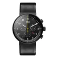 Produktbild: Braun Mens Prestige Chronograph with Date Analogue Quartz Watch, Black Dial and Leather Strap, 43mm Black Stainless Steel Case, Model BN0095BKG.