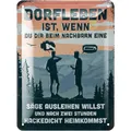 Produktbild: Retro Blechschild DORFLEBEN, lustige Schilder Sprüche, Shabby Chic 15x20cm