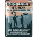Produktbild: Blechschild Dorfleben ist... - Motivprägung - Lanolu 15x20cm