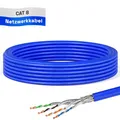 Produktbild: HB-DIGITAL 10m CAT 8 Netzwerkkabel LAN Kabel Verlegekabel Ethernet Installationskabel 40 Gbit/s AWG 22/1 reines Kupfer S/FTP LSZH BauPVO Klasse B2ca Datenkabel Simplex - Blau