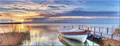 Produktbild: artissimo Glasbild Glasbild 80x30cm Bild aus Glas Boot Meer Sonnenuntergang, Natur-Fotografie: Sonnenaufgang am See II
