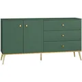 Produktbild: Feldmann-Wohnen Sideboard, Grün, Holz, 1 Fächer, 3 Schubladen, Rechteckig, 160x85x40 cm, Wohnzimmer, Kommoden & Sideboards, Sideboards