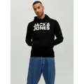 Produktbild: Jack & Jones Kapuzensweatshirt JJECORP Kapuze und Frontprint bedruckt, modisch, regular fit, Baumwollmischung, Rundhals schwarz M (50)
