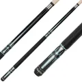 Produktbild: Winsport Pool Billard Queue Blackstar, 2 teiliger Billardqueue mit Leinengriffband, Cue Länge 147 cm, 12,5 mm Mehrschicht Profi Klebeleder, Edelstahl Schnellverschluss, inkl. Gewindeschutz, schwarz