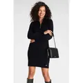 Produktbild: Strickkleid LAURA SCOTT, Damen, Gr. 38, N-Gr, schwarz, Strick, Obermaterial: 70% Viskose, 30% Polyamid, clean, unifarben, figurbetont kurz, Bündchen, Kleider Strickkleid, mit Troyer Kragen in Mini Form