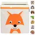 Produktbild: GLÜCKSWOLKE Aufbewahrungsbox Kinder - 15 Motive I Spielzeugkiste mit Deckel I Spielzeugbox (33x33x33) zur Aufbewahrung im Kallax Regal I Waldtiere Fuchs Motiv für Kinderzimmer Spielzeug