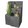 Produktbild: Arnusa Gartenbrunnen Grada Springbrunnen großer Brunnen Kaskade Gartendeko, (Komplett-Set), mit LED Beleuchtung und Pflanzbecken grau