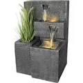 Produktbild: Springbrunnen Grada bepflanzbar Gartenbrunnen beleuchtet Wasserspiel mit LED Terrassenbrunnen Balkonbrunnen Gartendekoration Anthrazit - Grau